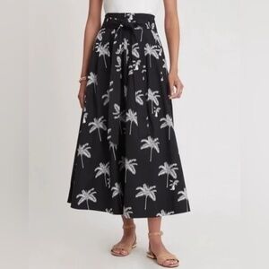 Ann Taylor NWT Palm Tree Paperbag Maxi Skirt Womens 14 Tie Belt Pockets Back Zip